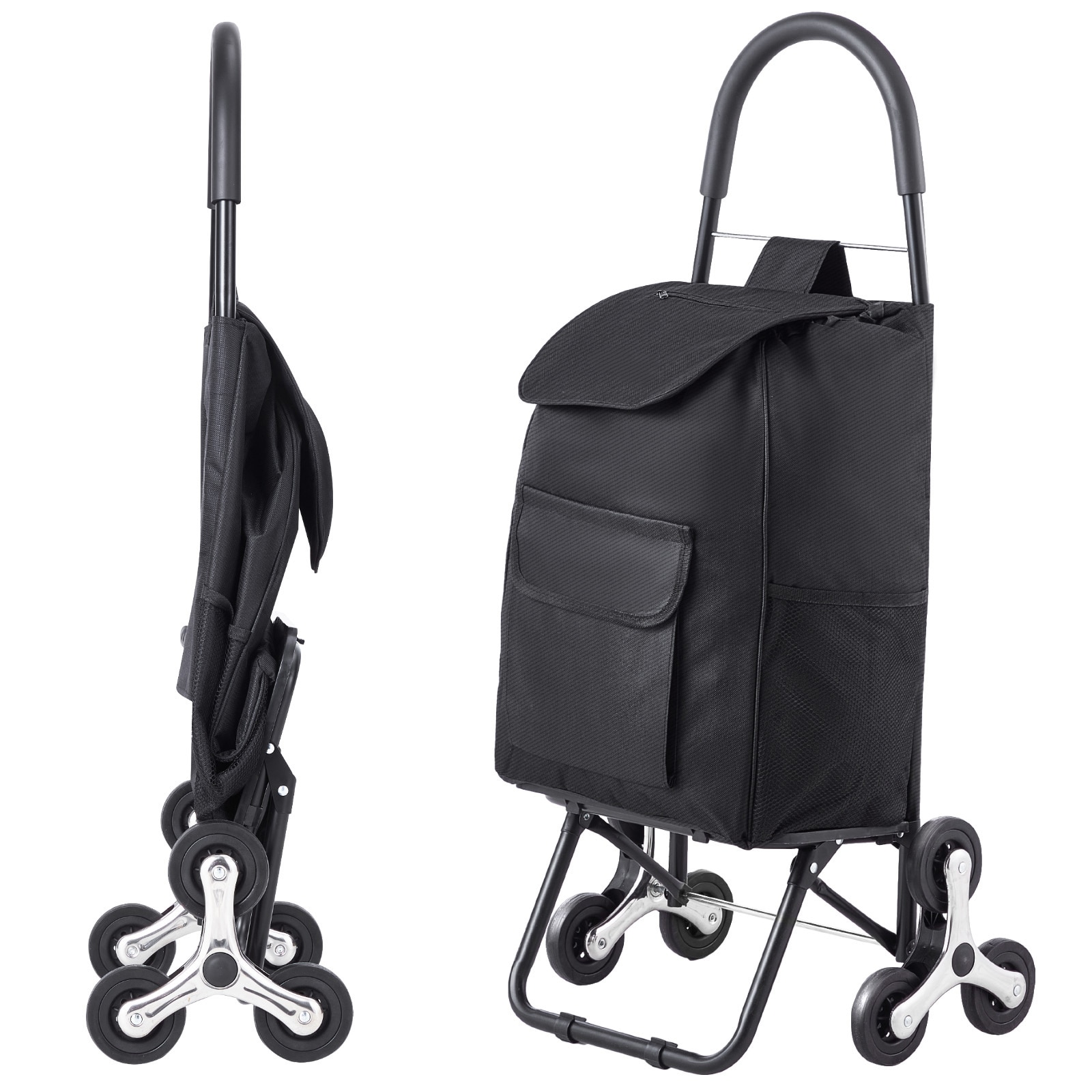 Stair Climbing Cart Foldable Shopping Cart 36L With Storage Bag 6 Wheels_voghion.com
